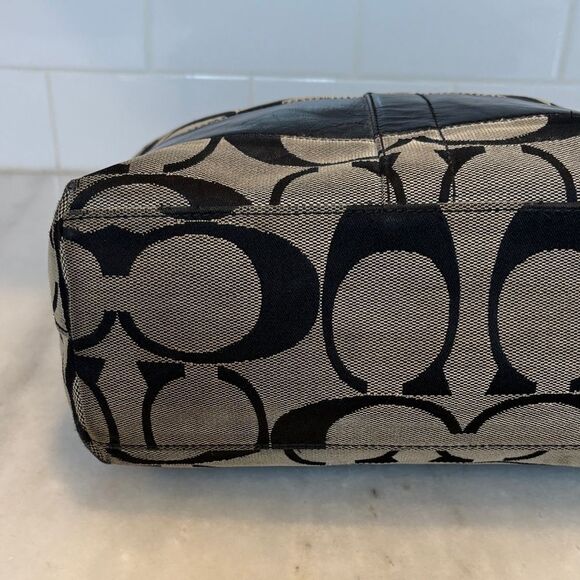 Coach Bag Purse Handbag Leather Y2K Vintage Classic Signature Stripe Tote Bag - Picture 9 of 16